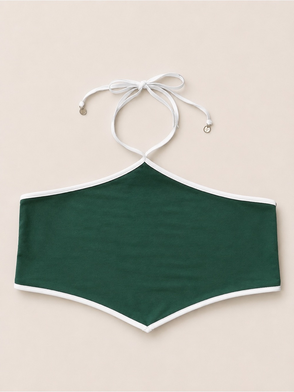wild fable Forest Green Halter Crop Top with White Trim